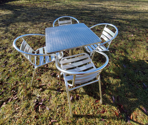 Table, Cafe Set with 4 Chairs Aluminum