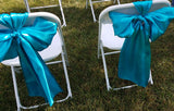 Linen, turquoise chair bow