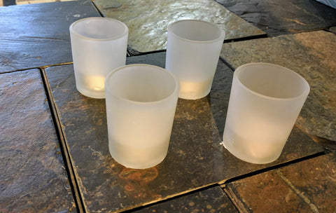 Votive glass candle holder, frosted